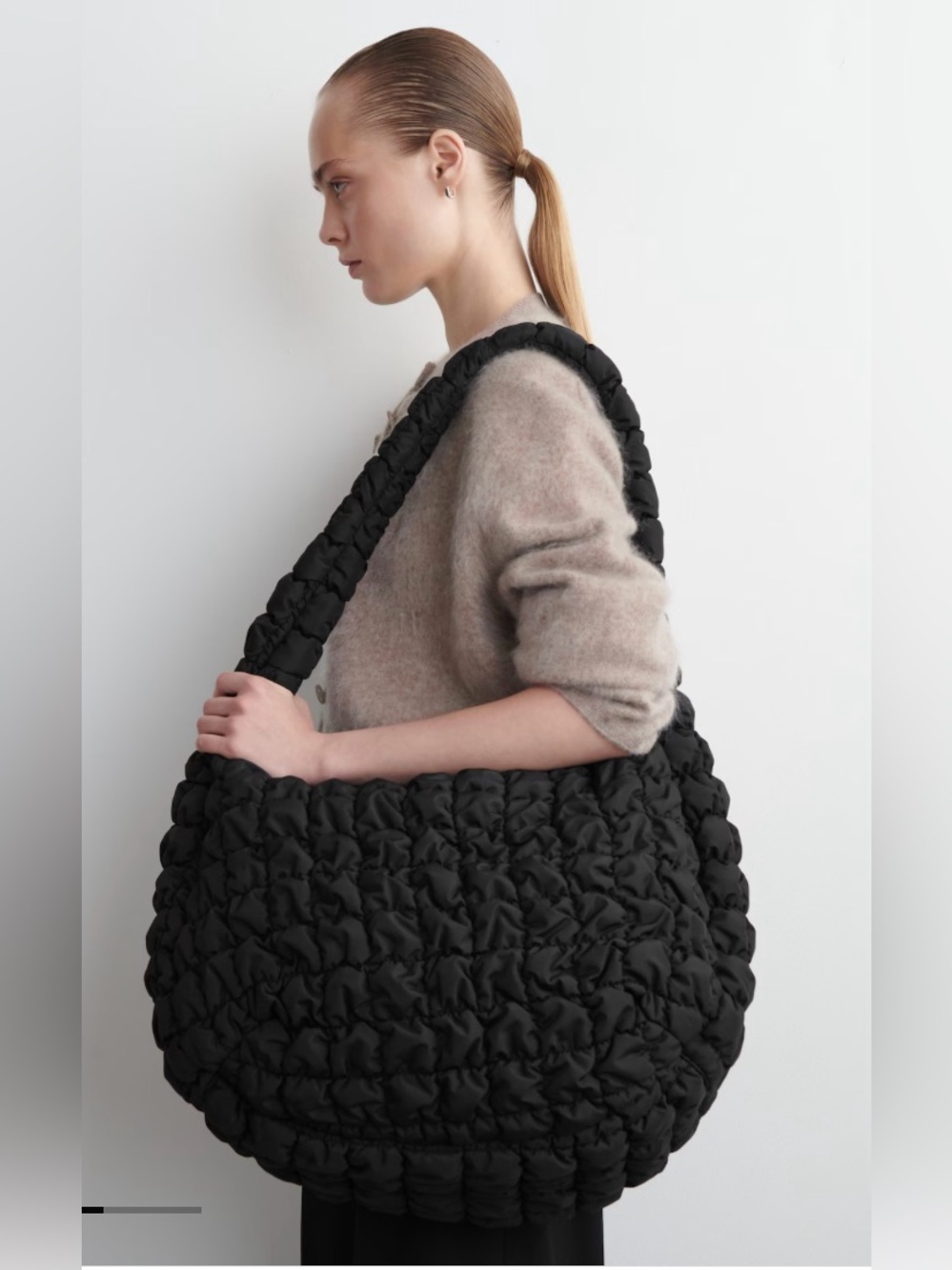 COS Oversized Quilted Crossbody Bag in Black